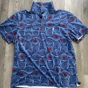 William Murray Golf Blue Bowling Pattern Polo